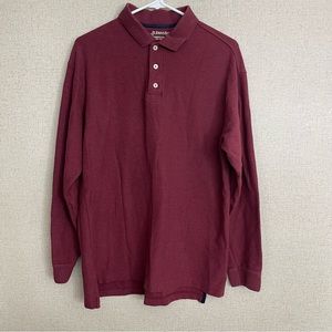 St John's Bay Maroon Long Sleeve Men's Polo Shirt Adult Size Medium solid